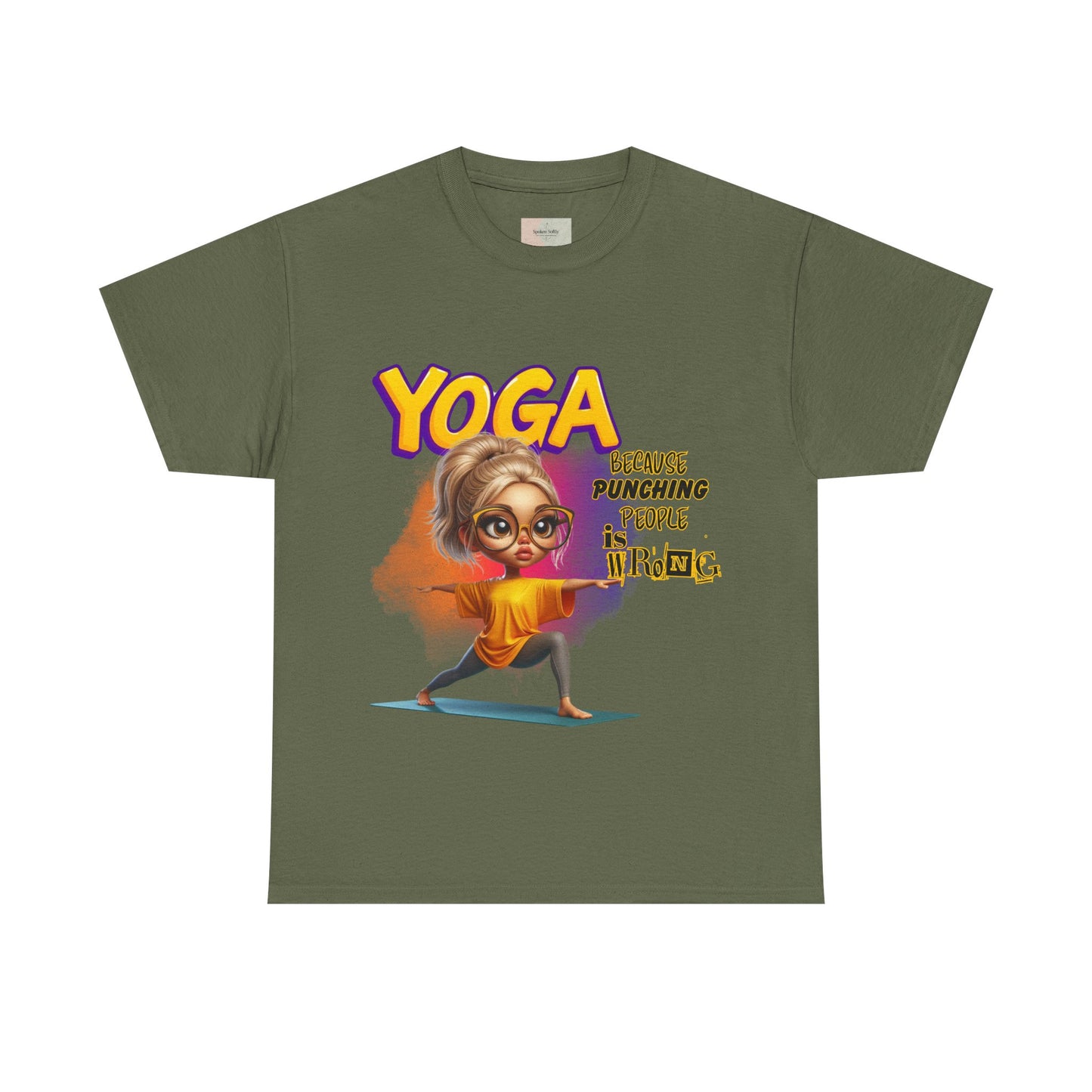 Yoga Humor Unisex Heavy Cotton Tee, Funny Yoga Shirt, Gift for Yogis, Relaxation Tee, Quirky Exercise Apparel