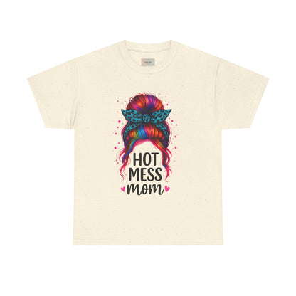 Hot Mess Mom Unisex Heavy Cotton Tee, Funny Mom Shirt, Gift for Mothers Day, Parody T-Shirt, Casual Wear, Trendy Graphic Tee