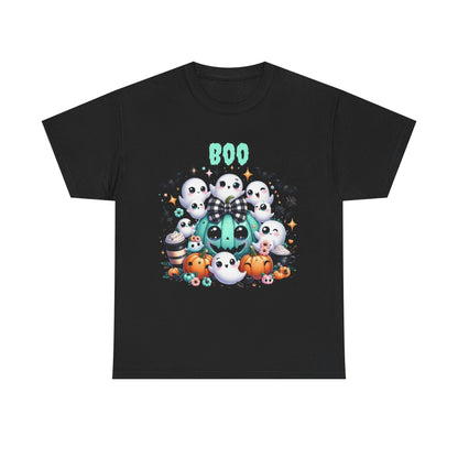 Halloween Boo Tee, Fun Spooky T-Shirt, Unisex Heavy Cotton, Cute Halloween Apparel, Ghost & Pumpkin Shirt, Seasonal Gift Idea