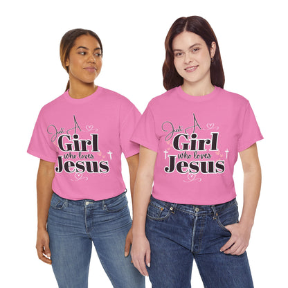 Just a Girl Who Loves Jesus Tee - Faith-Based Cotton Shirt, Christian Apparel, Perfect Gift for Church, Youth Group, Casual Wear