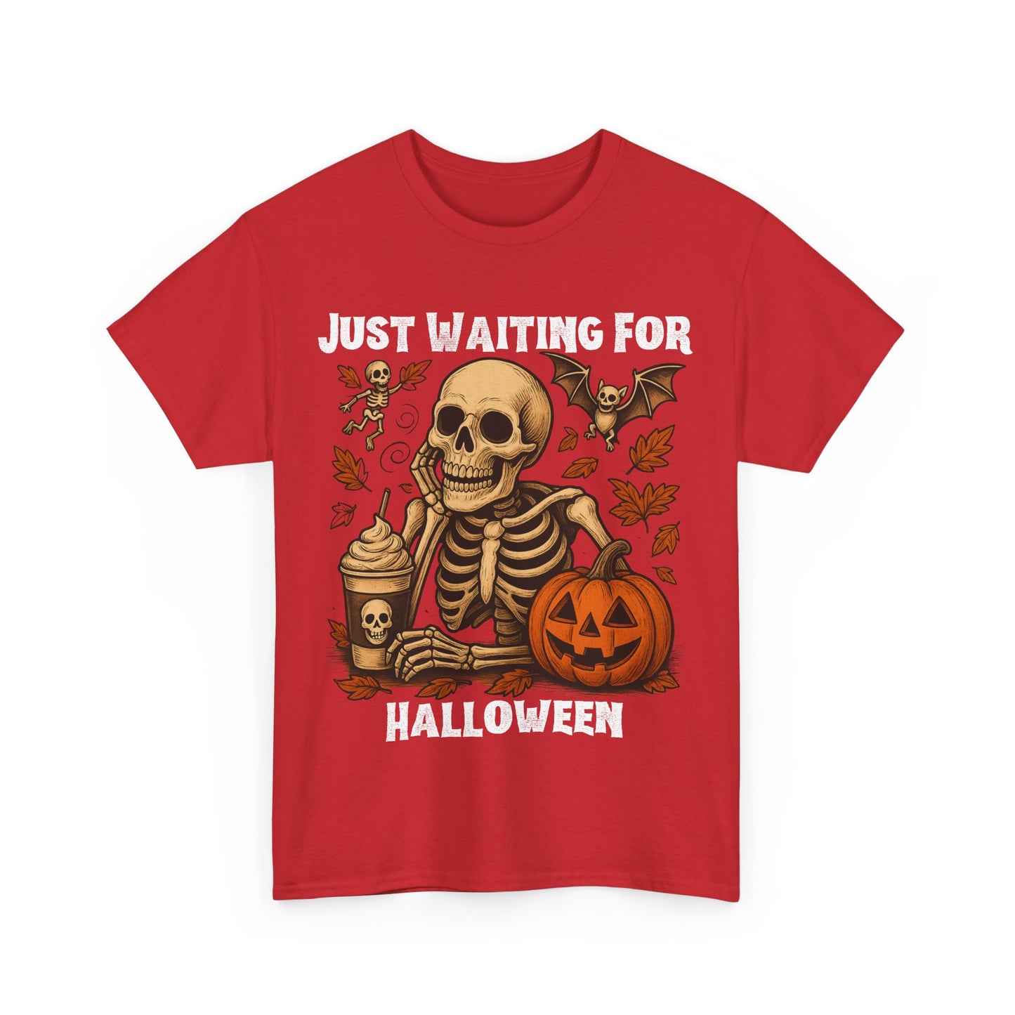 Halloween Skeleton Tee, Spooky T-Shirt, Fall Shirt, Unisex Halloween Apparel, Pumpkin and Skeleton Design