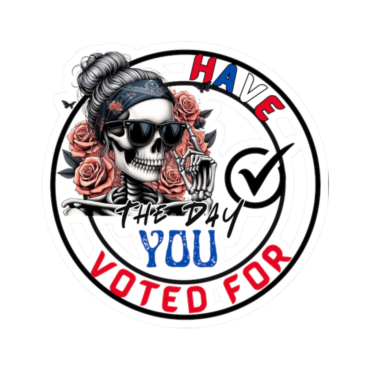 Voting Skull Kiss-Cut Stickers | Election Day Decor, Political Gifts, Laptop Art, Fun Stickers, Voter Awareness