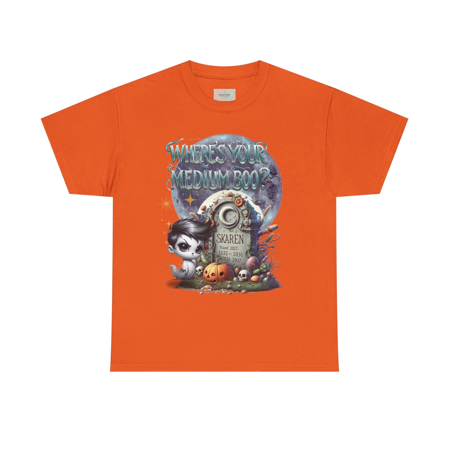 Spooky Themed Tee, Halloween Apparel, Unisex Cotton T-Shirt, Medium Boo Graphic, Ghostly Gift, Fun Halloween Tee, Creepy Cute Shirt