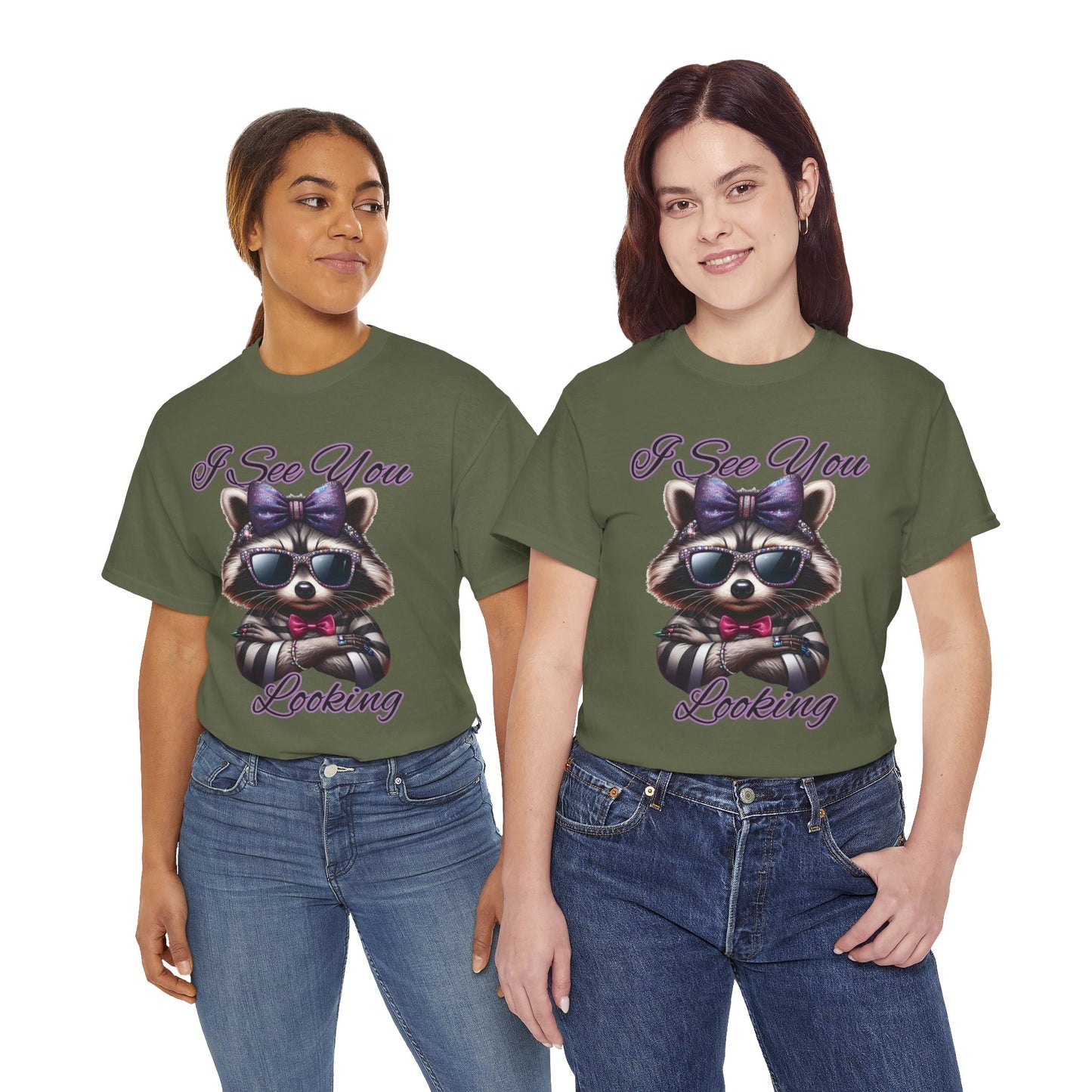 I See You Looking Raccoon Tee, Cute Graphic T-Shirt, Unisex Cotton Shirt, Animal Lover Gift, Cool Casual Wear