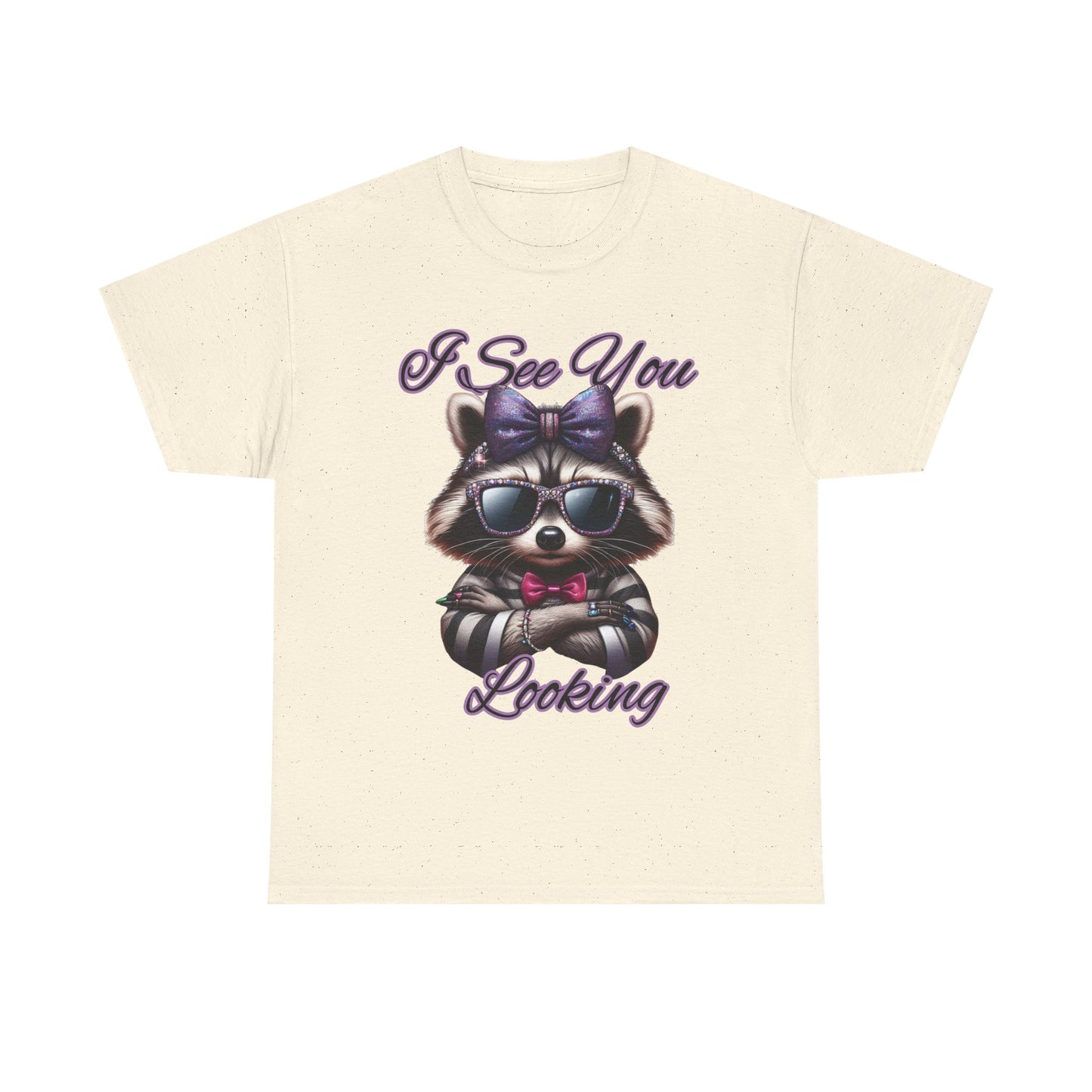 I See You Looking Raccoon Tee, Cute Graphic T-Shirt, Unisex Cotton Shirt, Animal Lover Gift, Cool Casual Wear