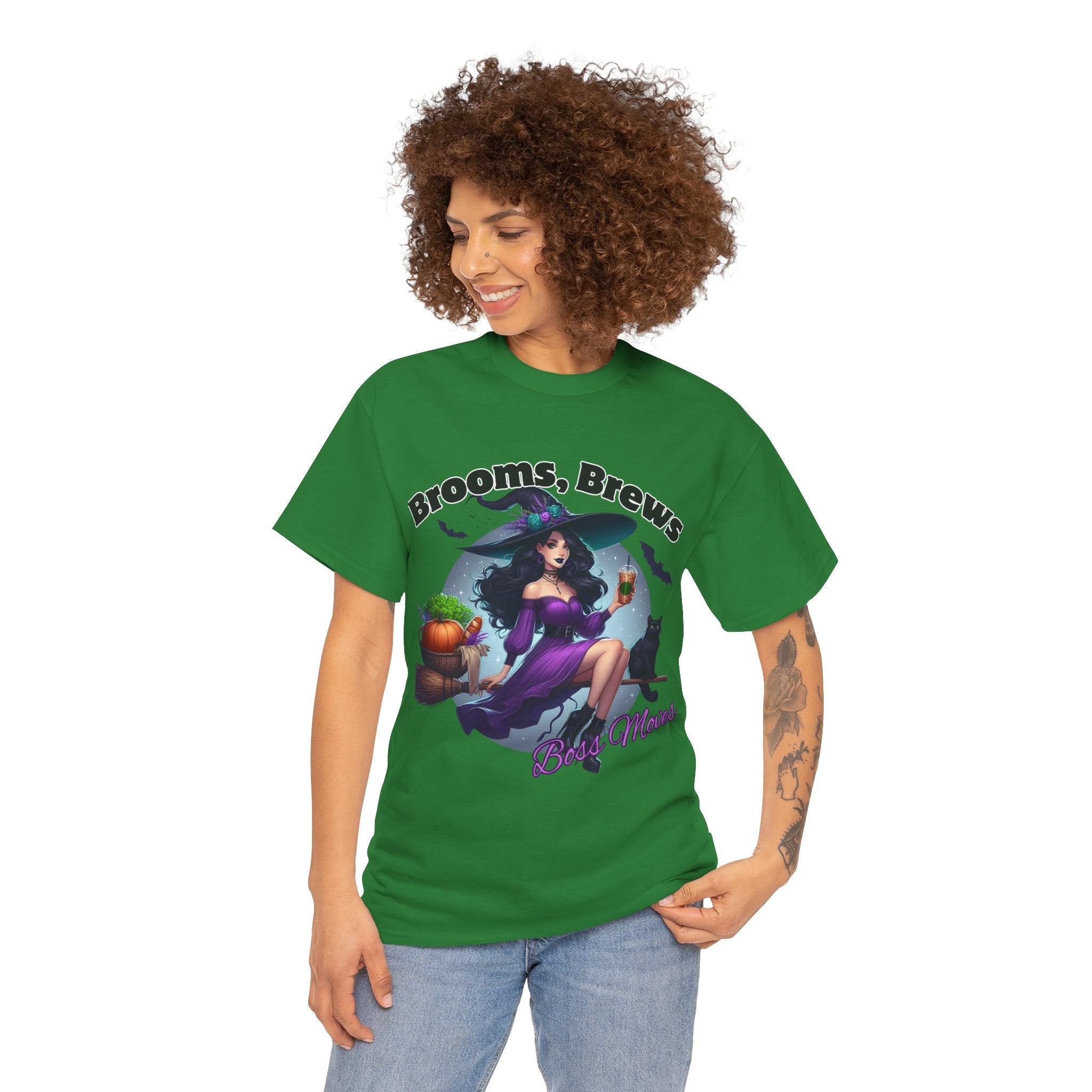 Brooms & Brews Halloween Tee, Unisex Shirt, Witch Craft Tee, Autumn Apparel, Spooky Season Outfit