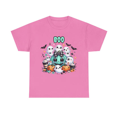 Halloween Boo Tee, Fun Spooky T-Shirt, Unisex Heavy Cotton, Cute Halloween Apparel, Ghost & Pumpkin Shirt, Seasonal Gift Idea