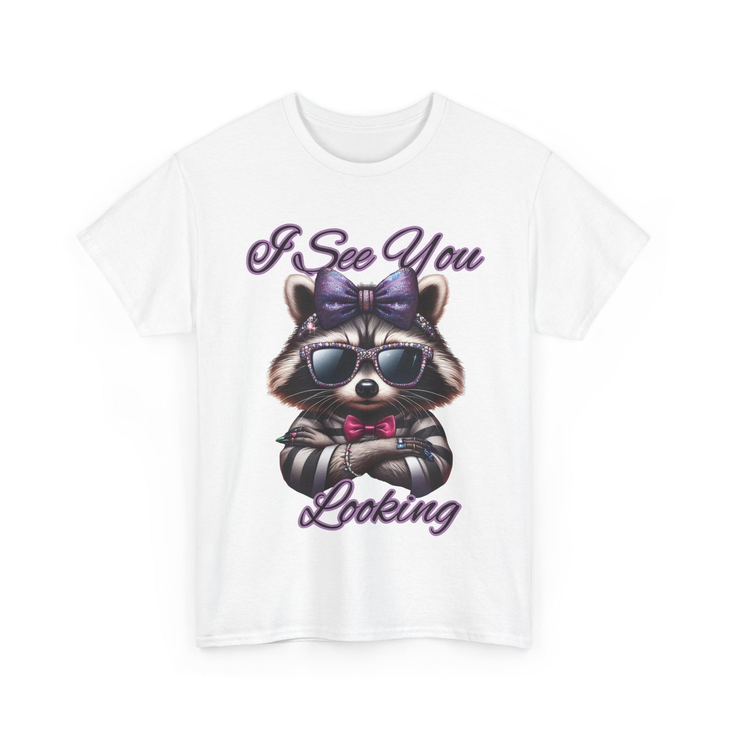 I See You Looking Raccoon Tee, Cute Graphic T-Shirt, Unisex Cotton Shirt, Animal Lover Gift, Cool Casual Wear