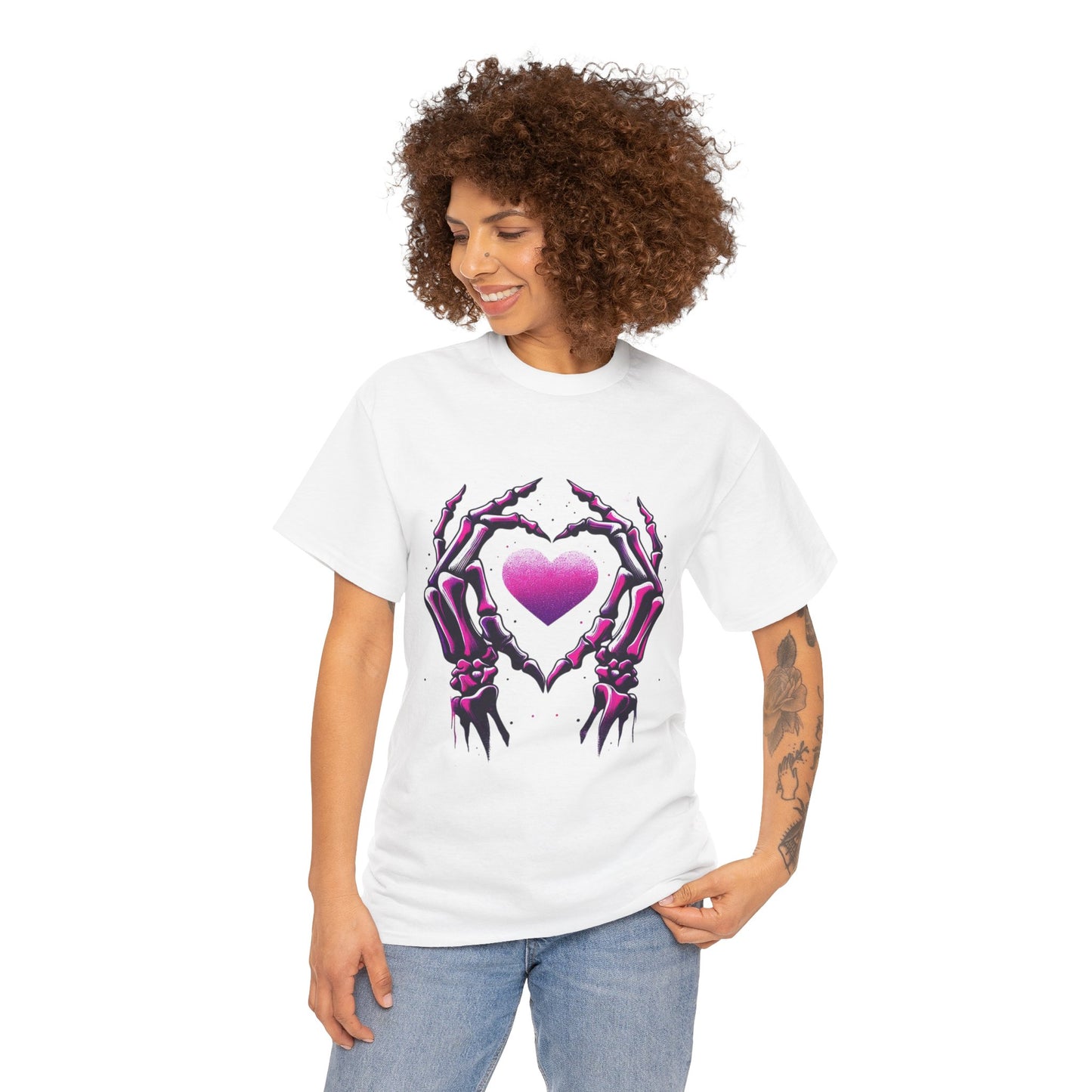 Skeleton Hands Heart Unisex Tee | Halloween Shirt, Gift for Gothic Lovers, Alternative Fashion, Casual Wear, Unique Graphic Tee