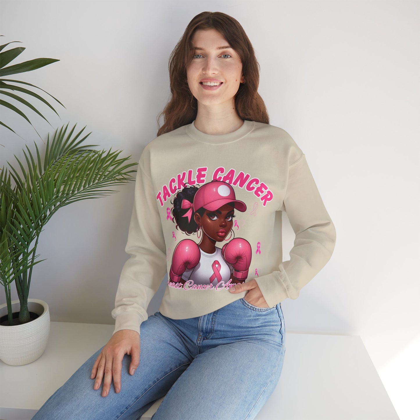 Awareness Sweatshirt - Tackle Cancer Crewneck, Unisex Pink Awareness Pullover, Breast Cancer Support Gift, Cozy Charity Apparel,