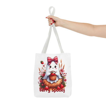 Berry Spooky Tote Bag | Customizable Shopping Bag, Halloween Tote, Cute Ghost Design, Eco-Friendly Gift, Personalized Tote