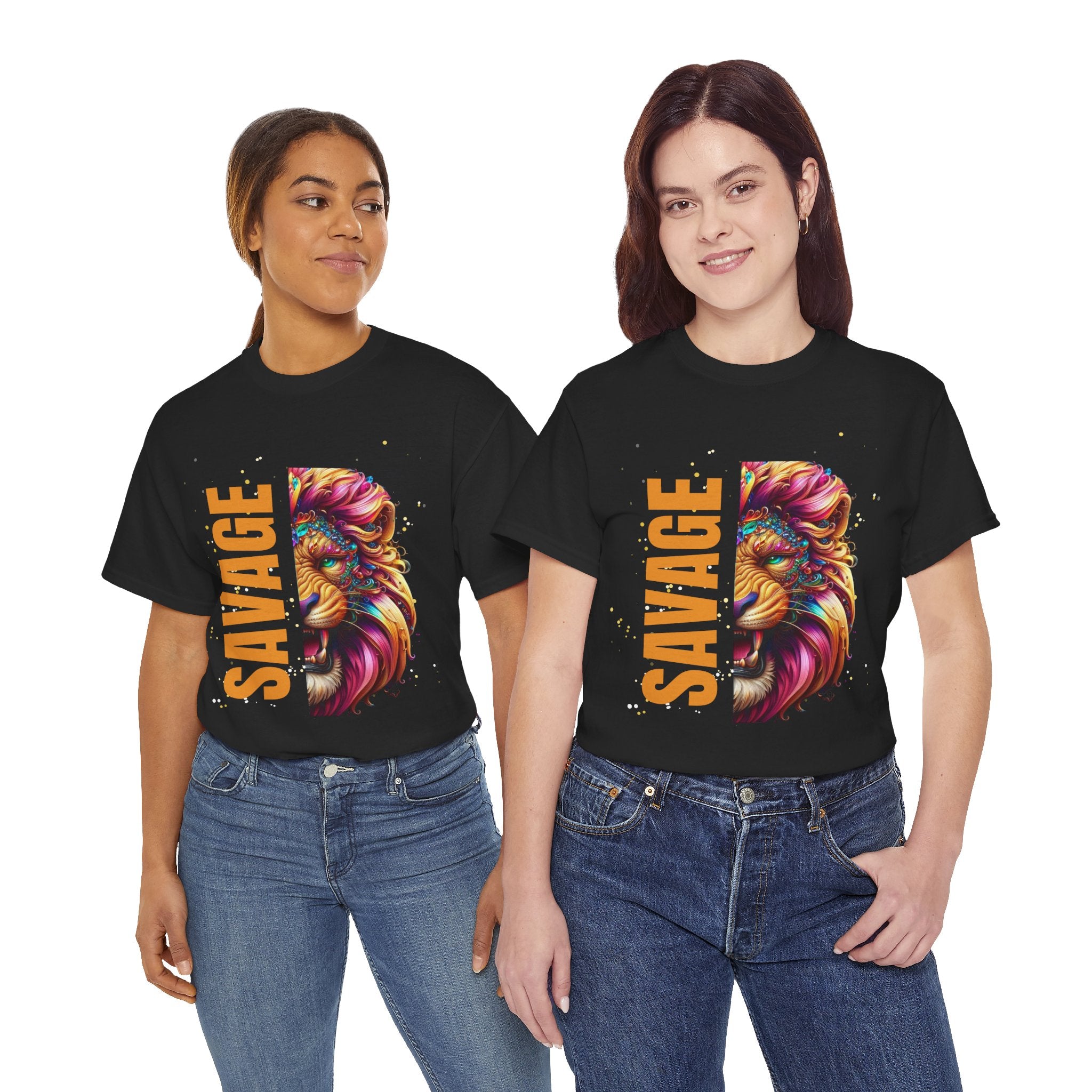 Savage Lion Tee, Unisex Heavy Cotton Shirt, Bold Graphic Tee for Animal Lovers, Casual Wear, Unique Gift Idea