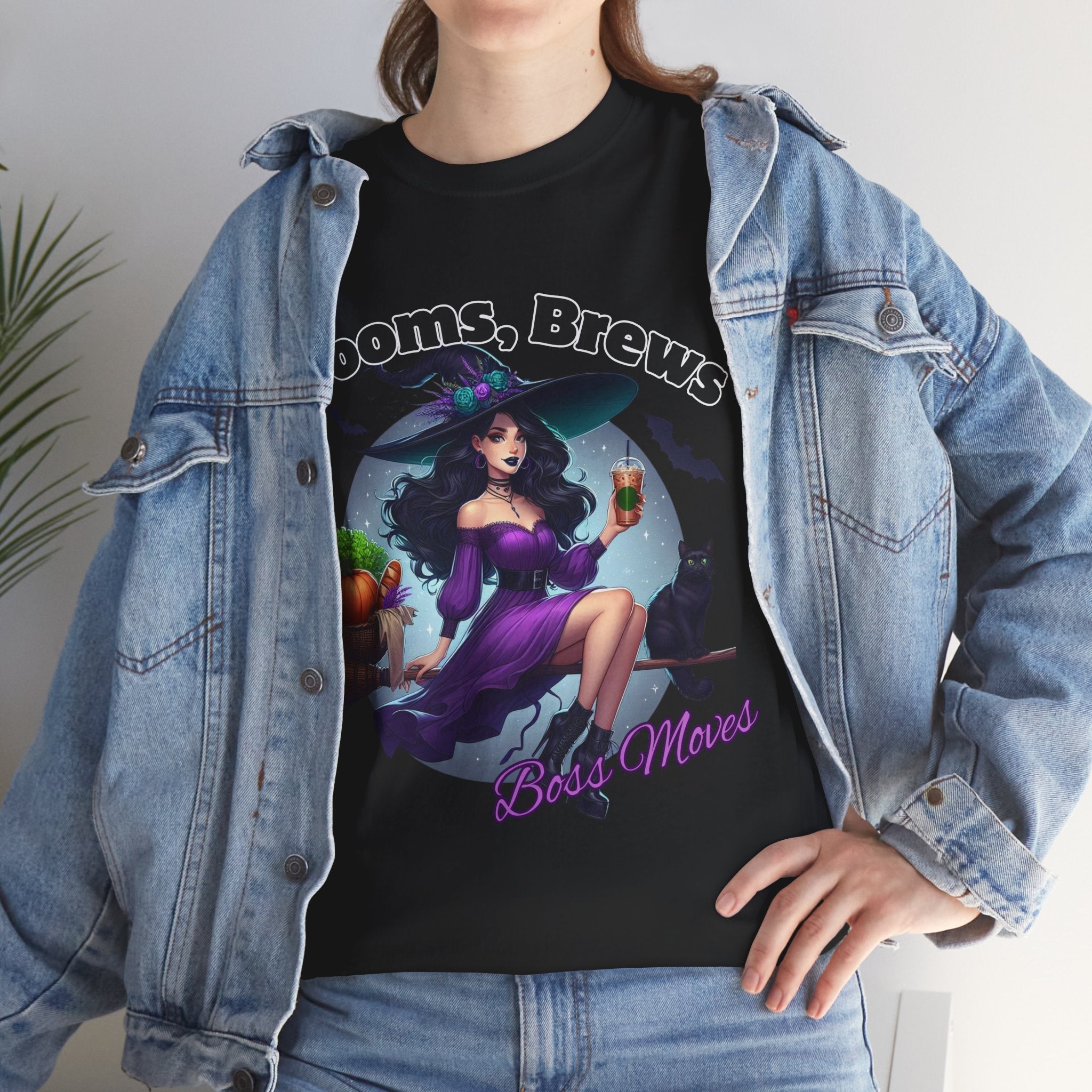 Brooms & Brews Halloween Tee, Unisex Shirt, Witch Craft Tee, Autumn Apparel, Spooky Season Outfit