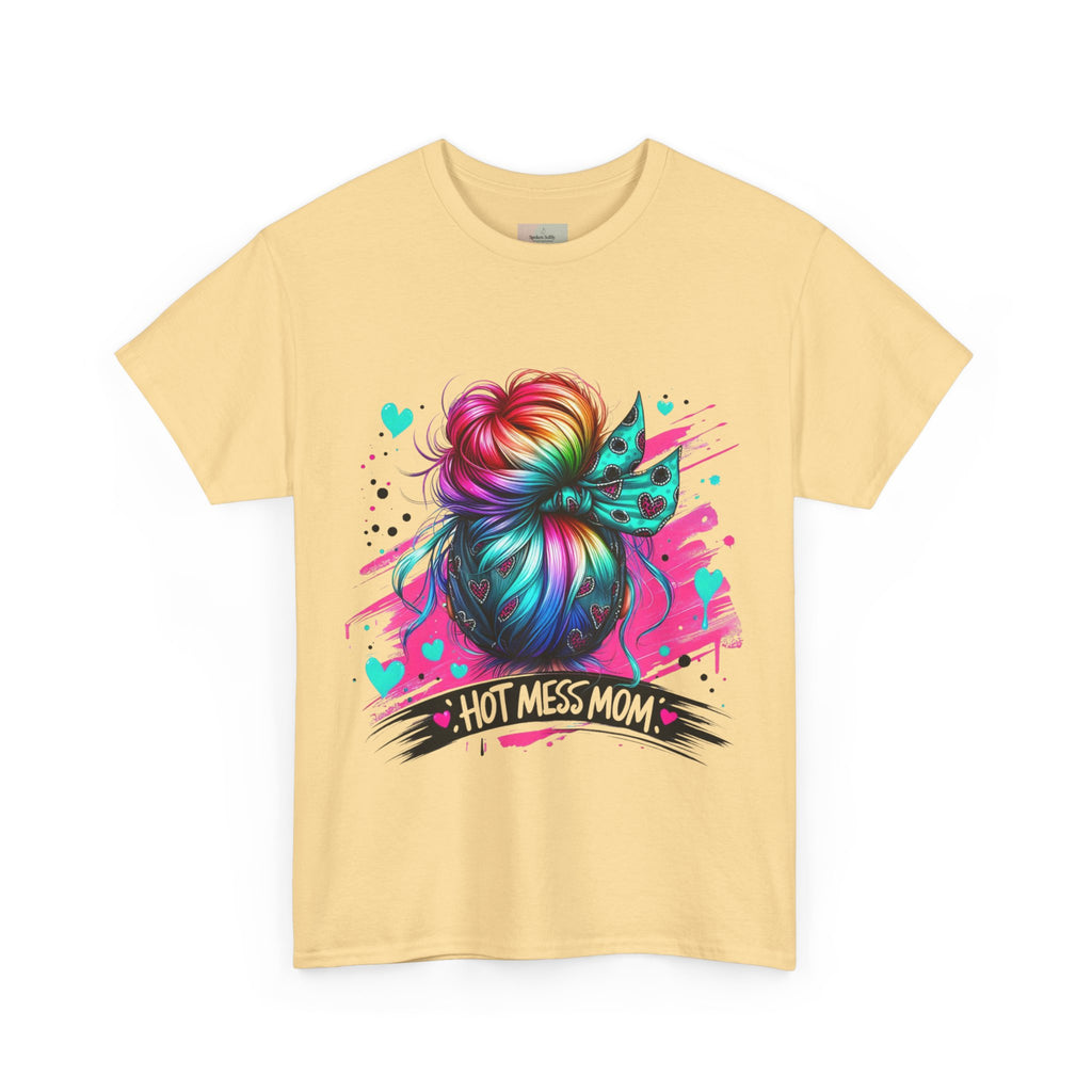 Colorful Hot Mess Mom Tee - Fun Gift, Casual Wear, Mother's Day, Parenting Humor, Family Gatherings