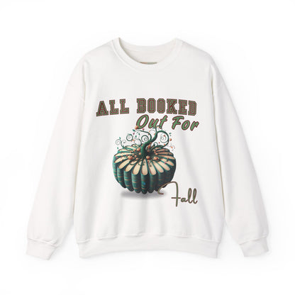 Fall-themed Crewneck Sweatshirt, Cozy Fall Fashion, Pumpkin Design, Perfect for Autumn, Unisex Sweatshirt, Book Lover Gift