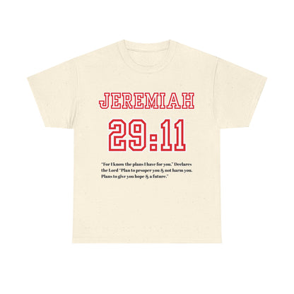 Jeremiah 29:11 Unisex Heavy Cotton Tee - Inspirational Faith Shirt, Christian Apparel, Hopeful Message, Gift for Believers, Casual Wear