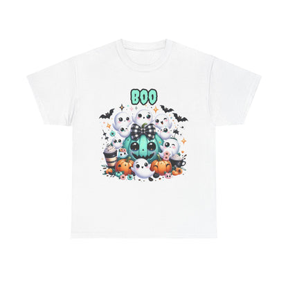 Halloween Boo Tee, Fun Spooky T-Shirt, Unisex Heavy Cotton, Cute Halloween Apparel, Ghost & Pumpkin Shirt, Seasonal Gift Idea