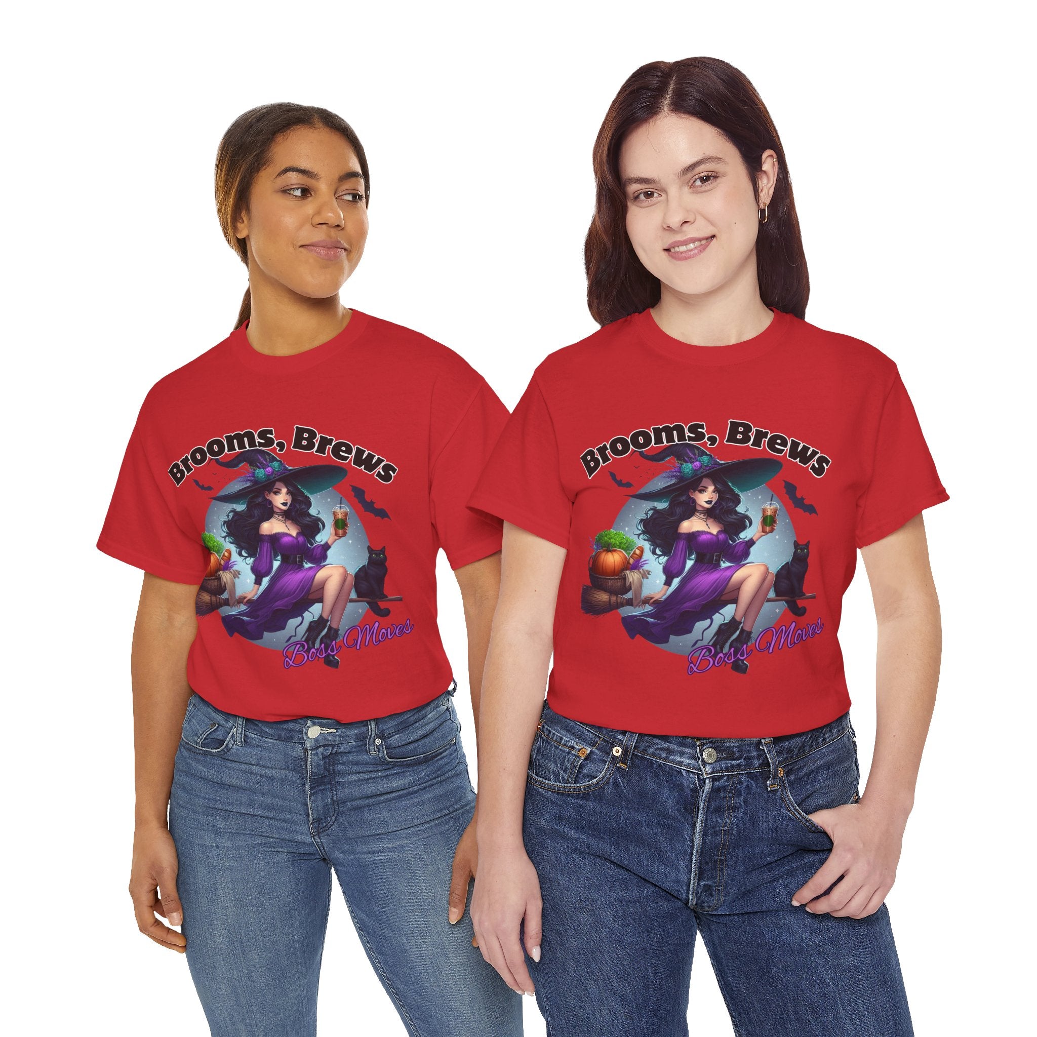Brooms & Brews Halloween Tee, Unisex Shirt, Witch Craft Tee, Autumn Apparel, Spooky Season Outfit