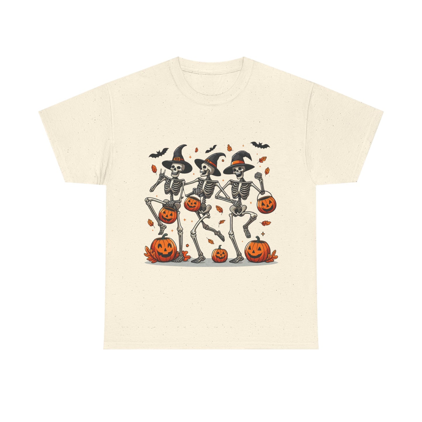 Halloween Skeleton Dance Unisex Heavy Cotton Tee, Spooky T-Shirt, Fall Fashion, Halloween Costume, Creepy Vibes, Gift for Halloween Lovers