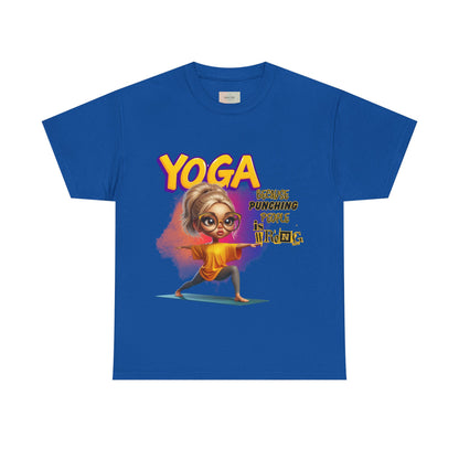 Yoga Humor Unisex Heavy Cotton Tee, Funny Yoga Shirt, Gift for Yogis, Relaxation Tee, Quirky Exercise Apparel