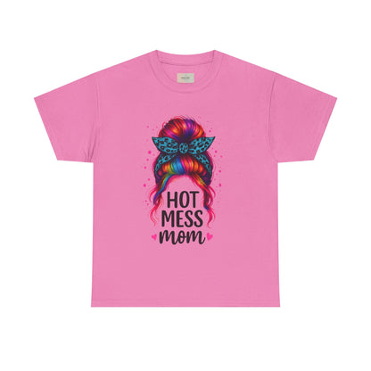 Hot Mess Mom Unisex Heavy Cotton Tee, Funny Mom Shirt, Gift for Mothers Day, Parody T-Shirt, Casual Wear, Trendy Graphic Tee