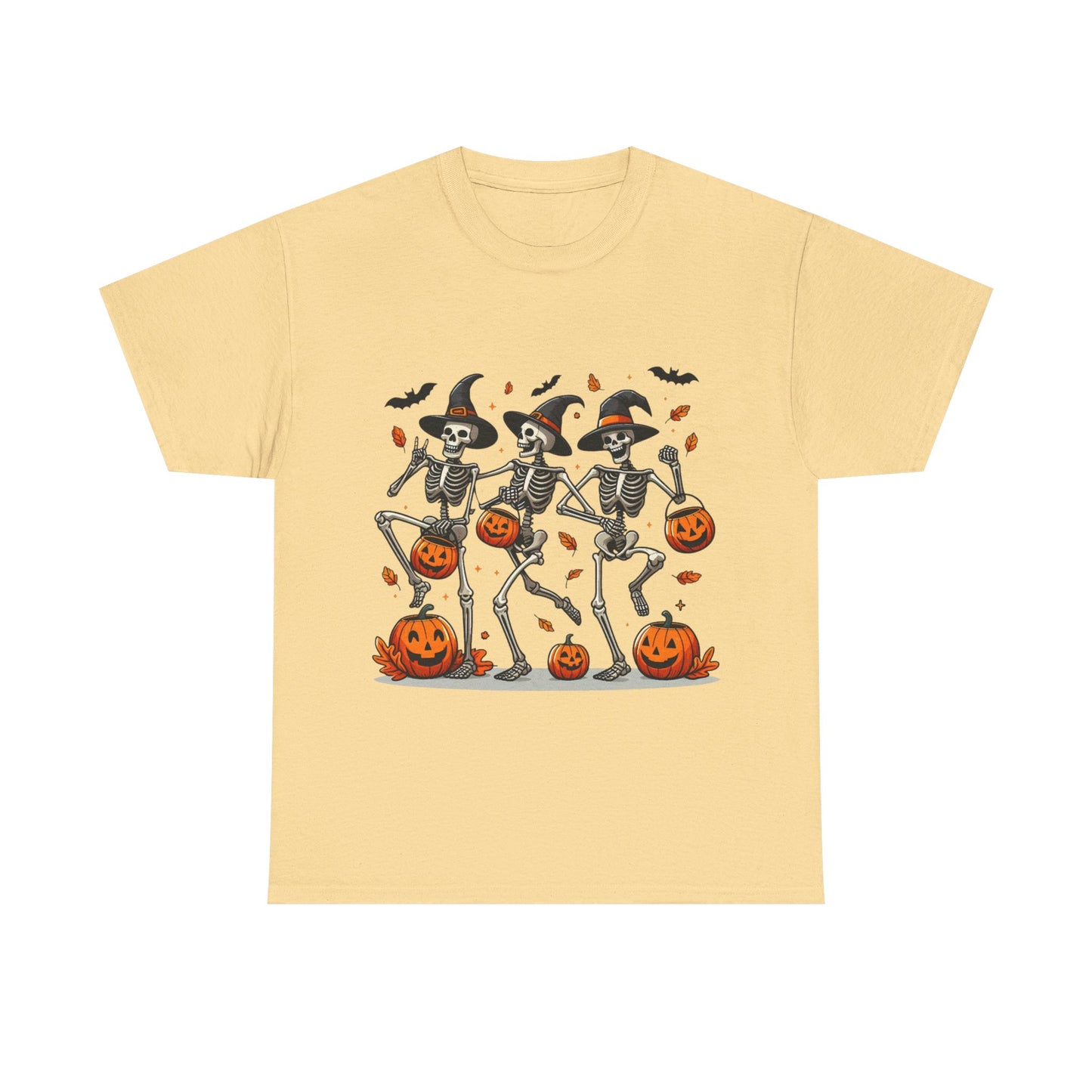 Halloween Skeleton Dance Unisex Heavy Cotton Tee, Spooky T-Shirt, Fall Fashion, Halloween Costume, Creepy Vibes, Gift for Halloween Lovers