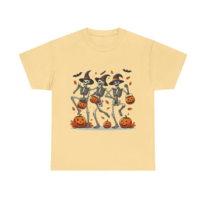 Halloween Skeleton Dance Unisex Heavy Cotton Tee, Spooky T-Shirt, Fall Fashion, Halloween Costume, Creepy Vibes, Gift for Halloween Lovers