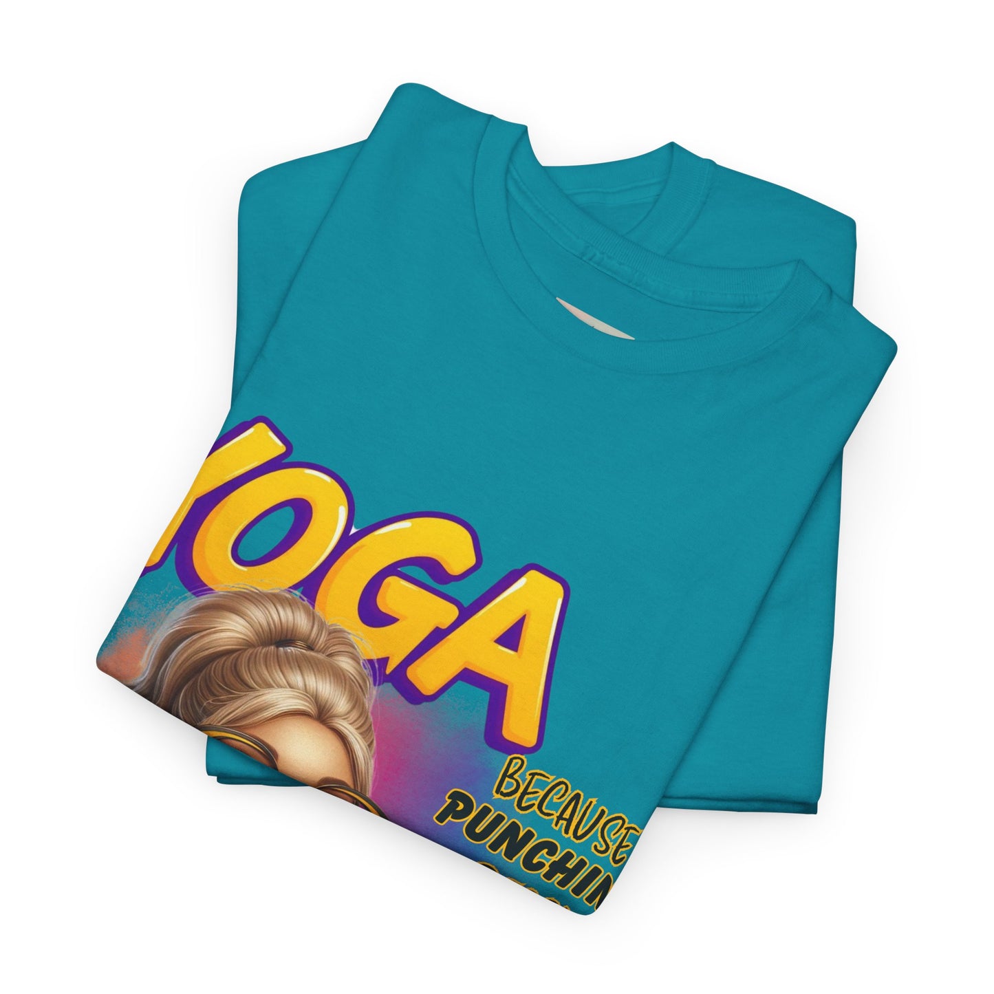 Yoga Humor Unisex Heavy Cotton Tee, Funny Yoga Shirt, Gift for Yogis, Relaxation Tee, Quirky Exercise Apparel