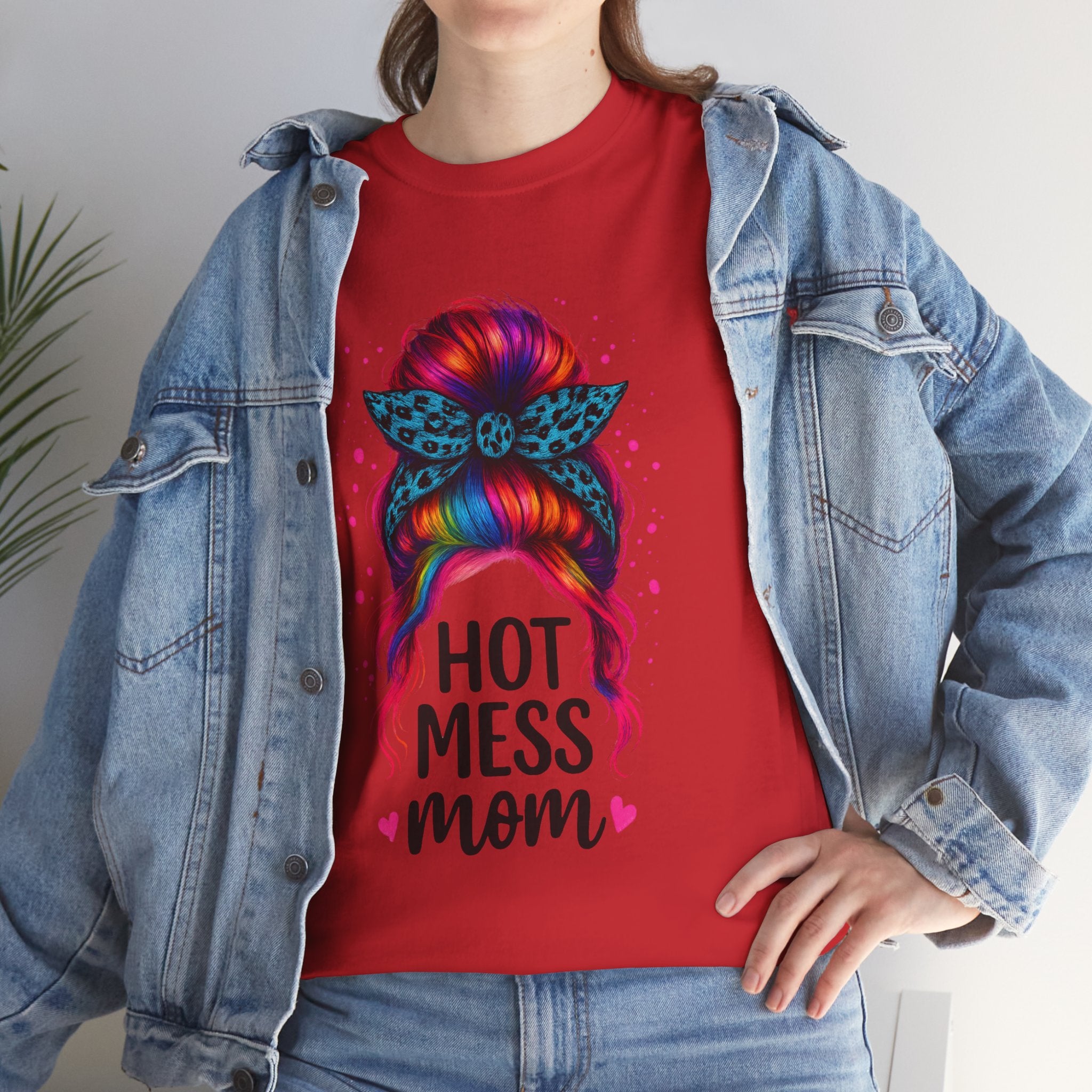 Hot Mess Mom Unisex Heavy Cotton Tee, Funny Mom Shirt, Gift for Mothers Day, Parody T-Shirt, Casual Wear, Trendy Graphic Tee