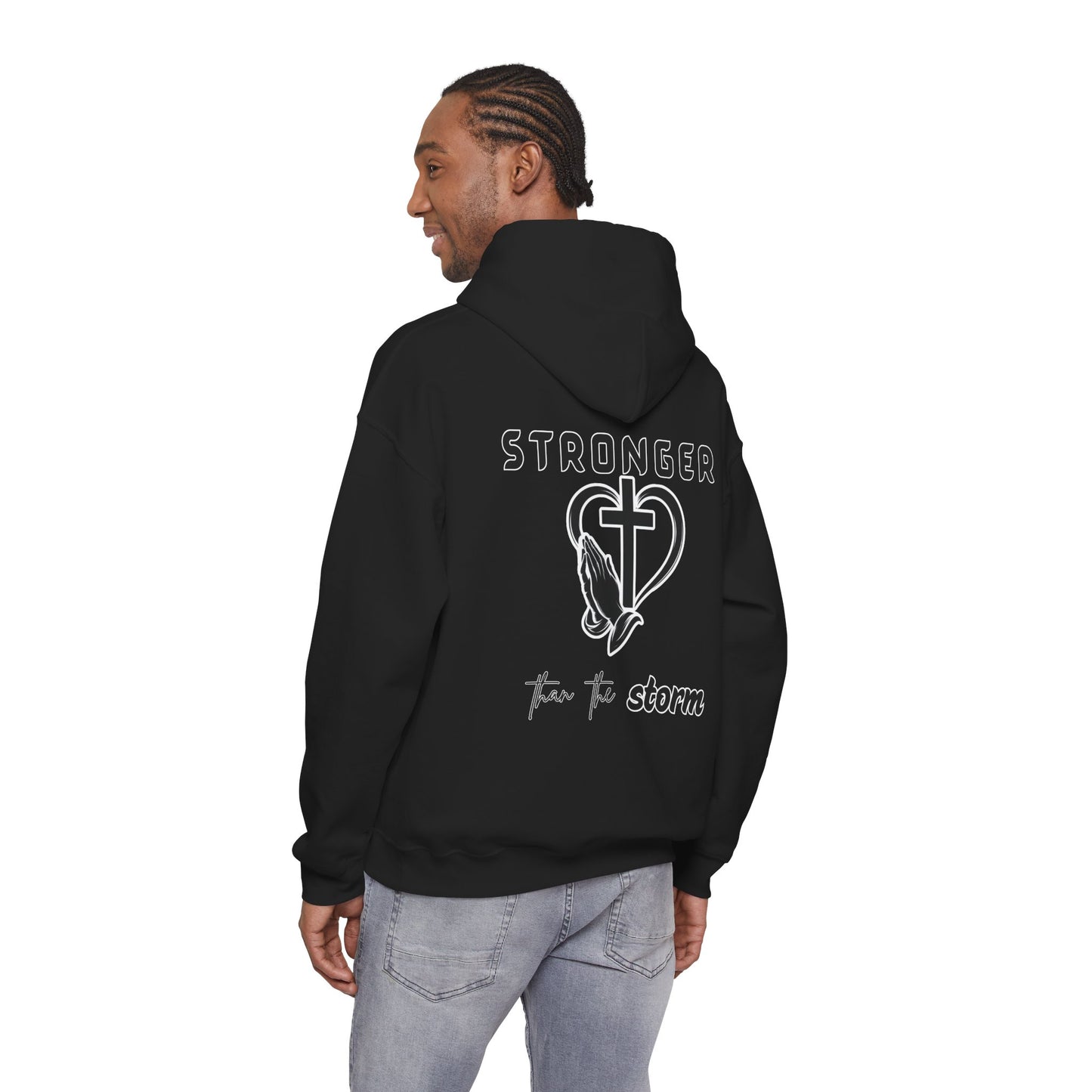Stronger Than the Storm Hoodie – Faith-Inspired Unisex Pullover, Christian Hoodie with Motivational Quote, Spiritual Gift, Everyday Comfort Wear