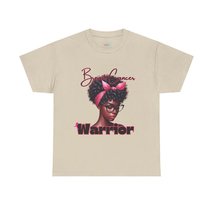 Pink Warrior Breast Cancer Unisex Heavy Cotton Tee, Awareness Shirt, Gift for Survivors, Support Merchandise, Inspirational Apparel
