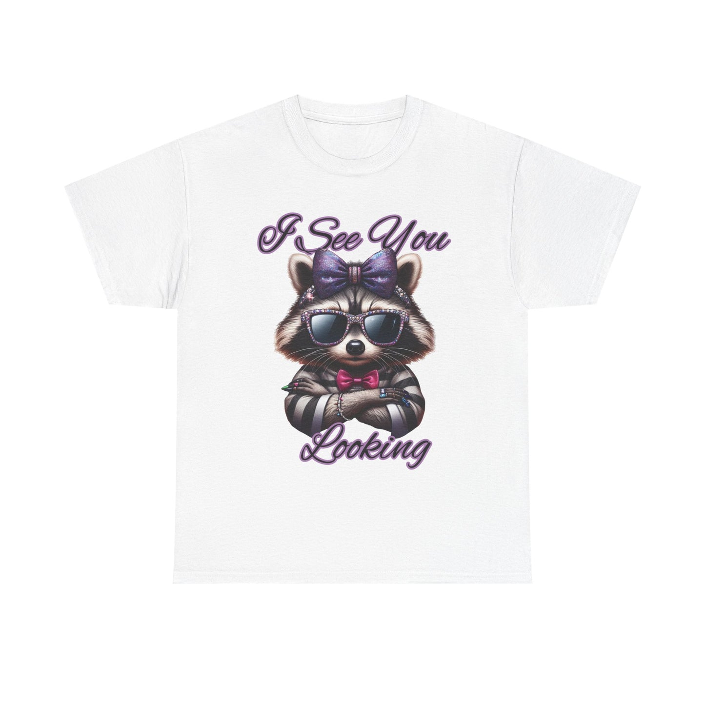 I See You Looking Raccoon Tee, Cute Graphic T-Shirt, Unisex Cotton Shirt, Animal Lover Gift, Cool Casual Wear