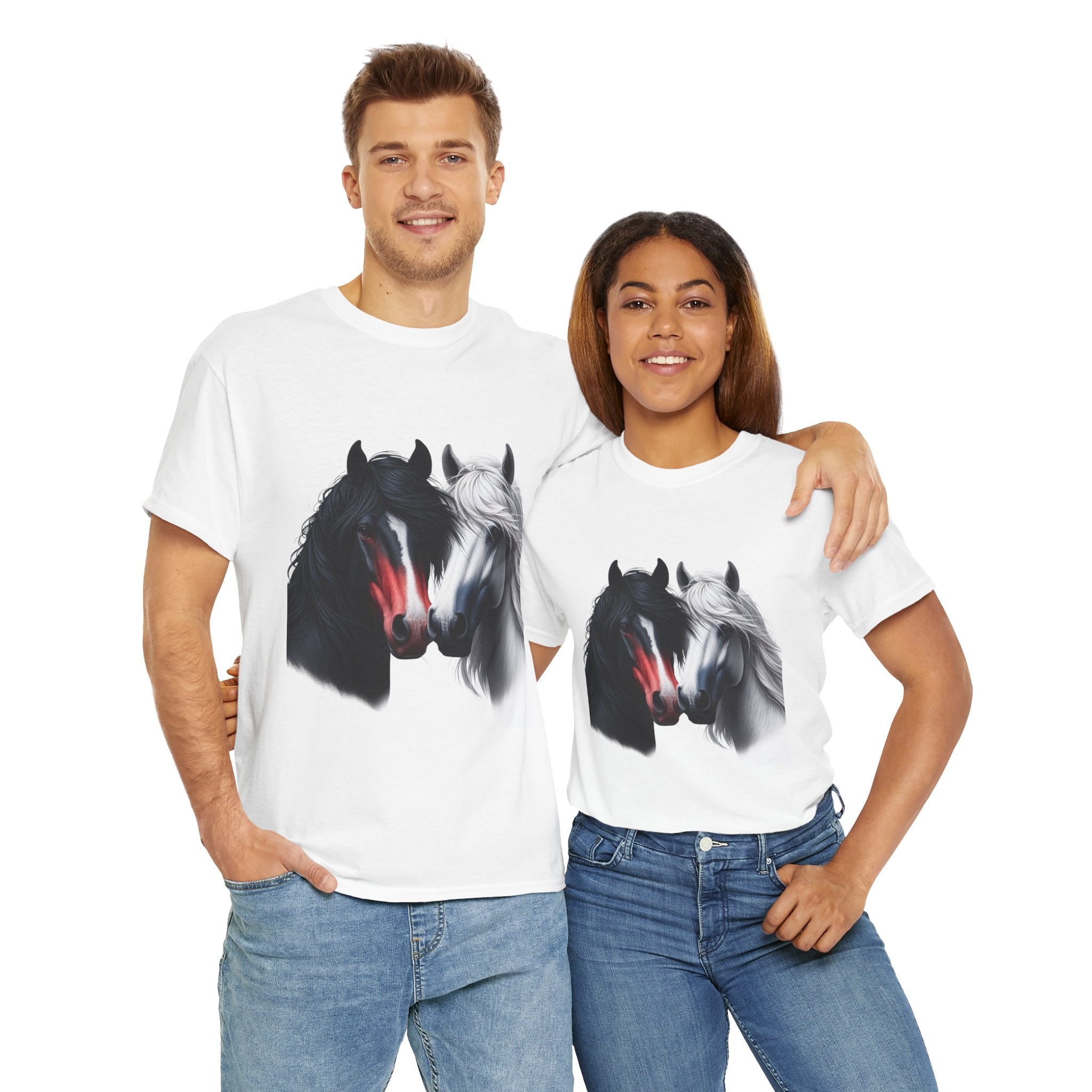 Black and White Horse Graphic Tee, Unisex T-Shirt, Equestrian Gift, Casual Wear, Horse Lover Apparel, Horse-Themed T-Shirt
