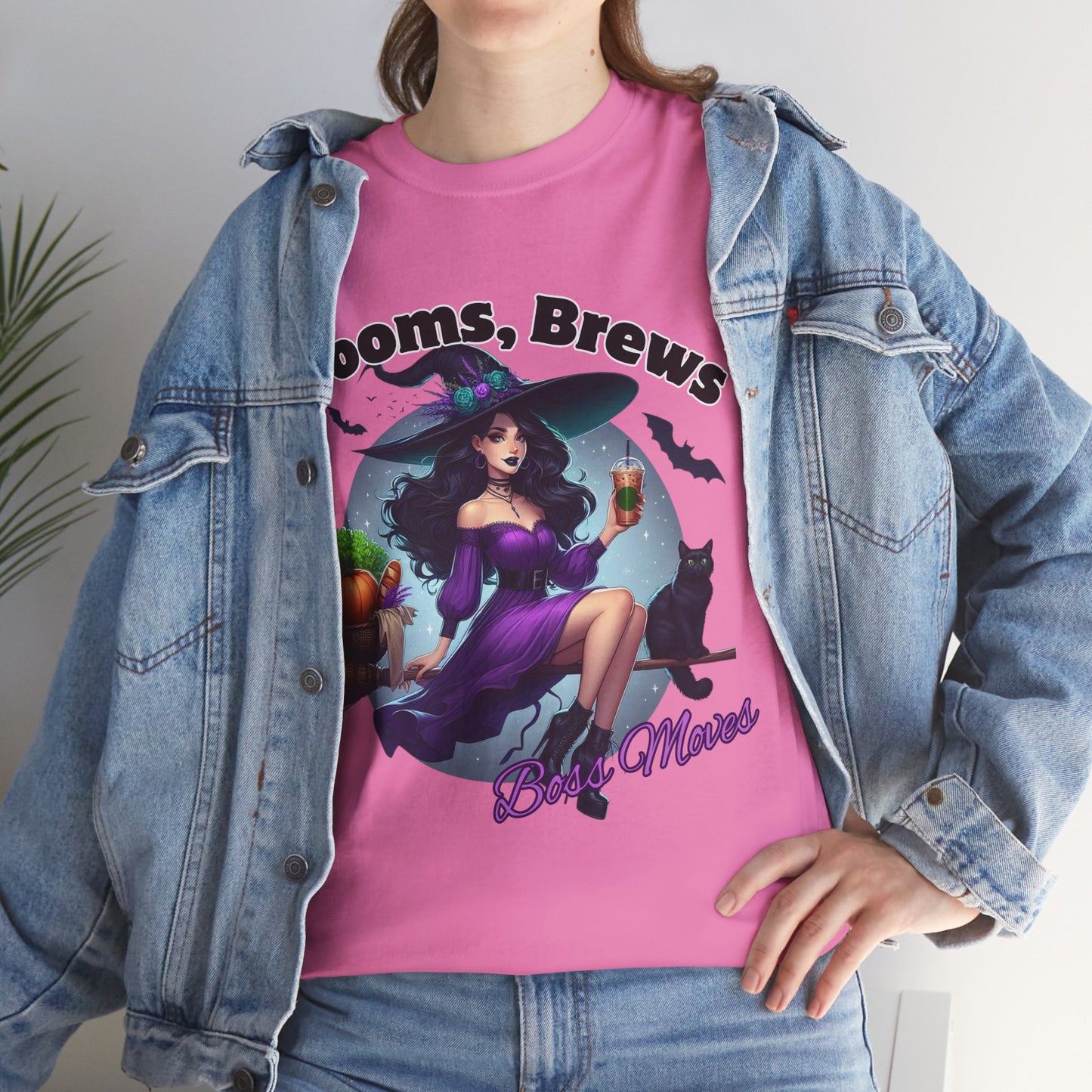 Brooms & Brews Halloween Tee, Unisex Shirt, Witch Craft Tee, Autumn Apparel, Spooky Season Outfit