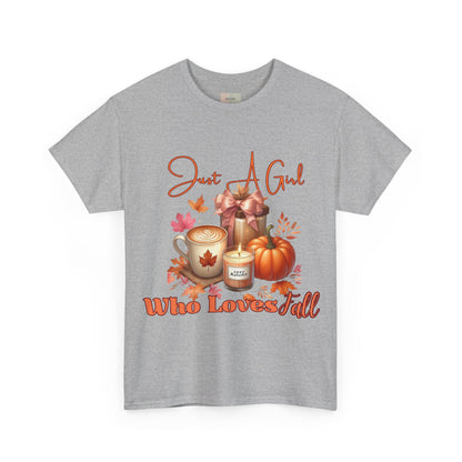 Just A Girl Who Like Fall Cotton Tee, Autumn T-Shirt, Seasonal Graphic Tee, Cozy Fall Apparel