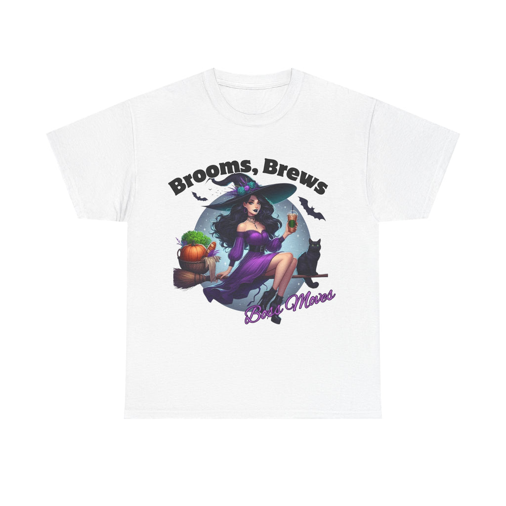 Brooms & Brews Halloween Tee, Unisex Shirt, Witch Craft Tee, Autumn Apparel, Spooky Season Outfit