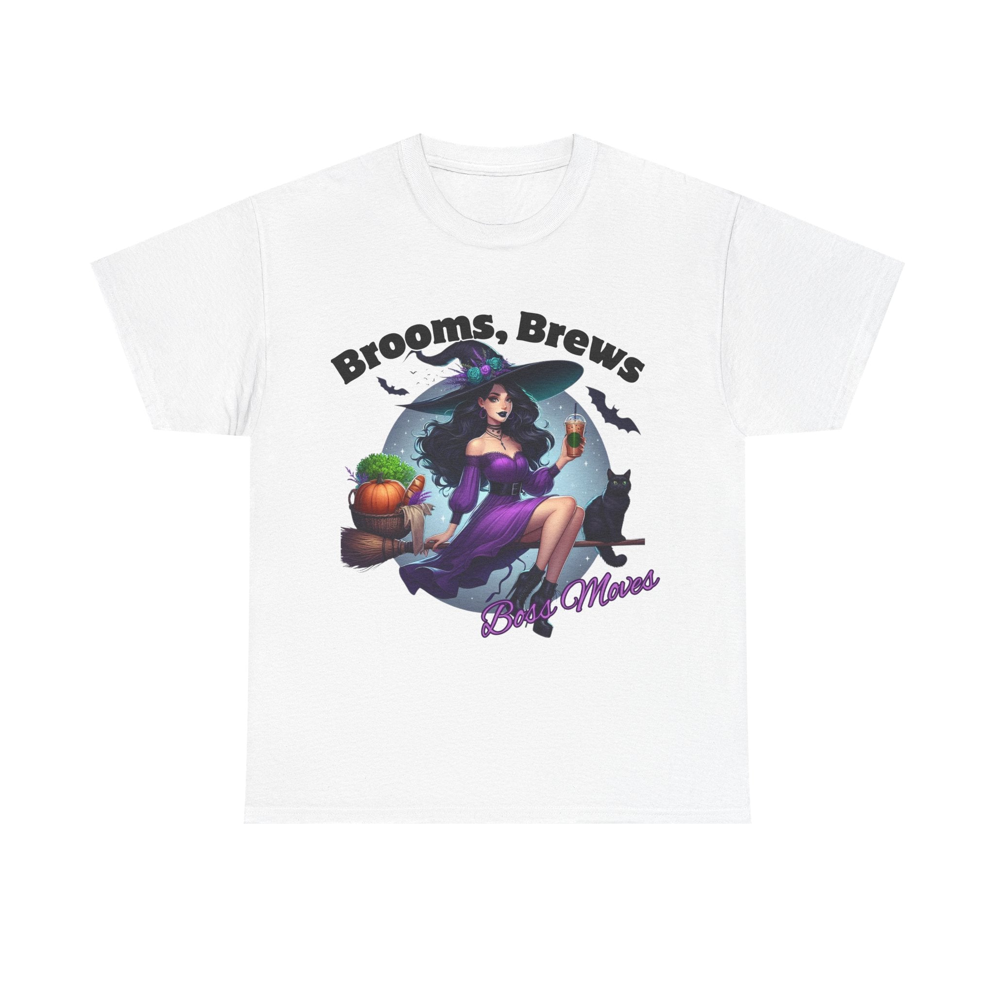 Brooms & Brews Halloween Tee, Unisex Shirt, Witch Craft Tee, Autumn Apparel, Spooky Season Outfit