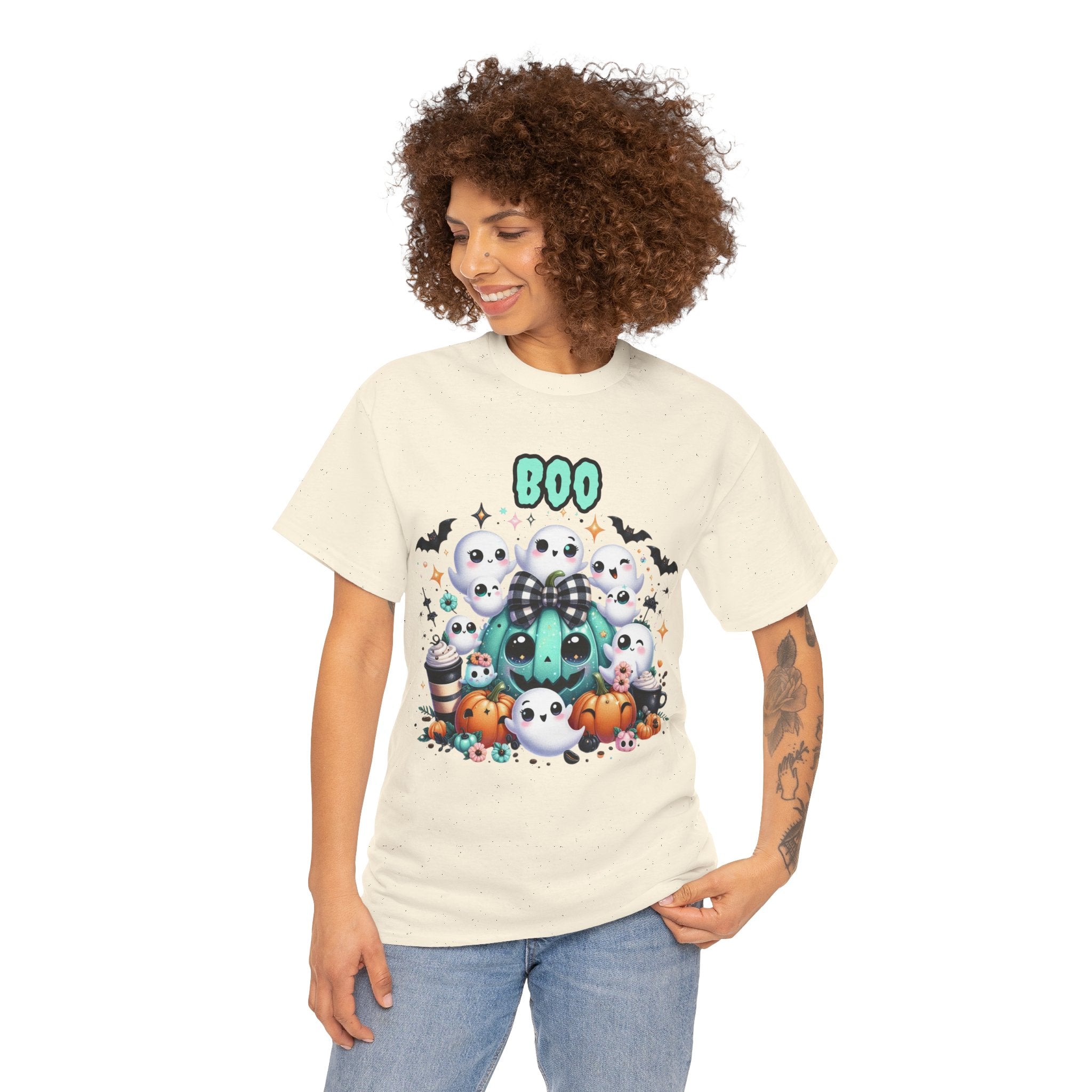 Halloween Boo Tee, Fun Spooky T-Shirt, Unisex Heavy Cotton, Cute Halloween Apparel, Ghost & Pumpkin Shirt, Seasonal Gift Idea
