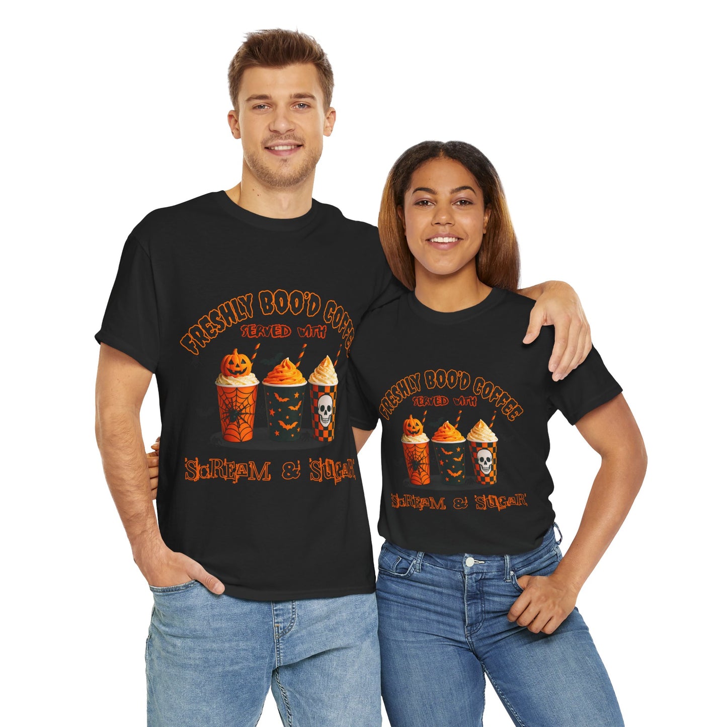Halloween Coffee Tee, Fun Graphic T-Shirt, Unisex Shirt for Pumpkin Spice Lovers, Spooky Season Apparel, Boo-tiful Halloween Gift