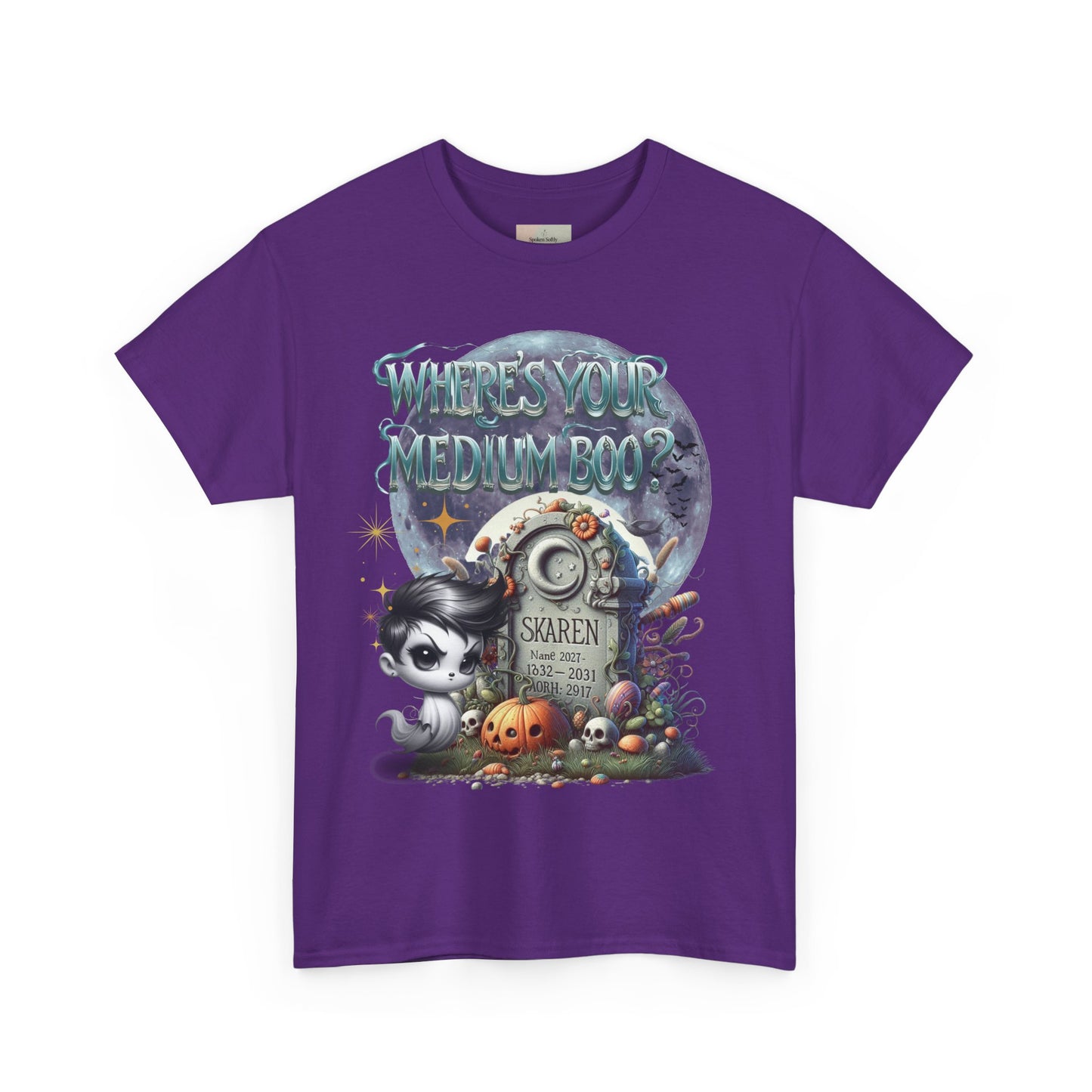 Spooky Themed Tee, Halloween Apparel, Unisex Cotton T-Shirt, Medium Boo Graphic, Ghostly Gift, Fun Halloween Tee, Creepy Cute Shirt