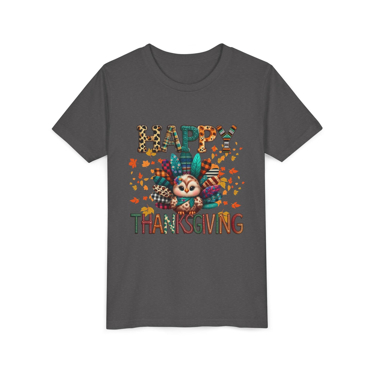 Thanksgiving Turkey Youth Tee, Kids Holiday Shirt, Autumn Graphic Tee, Family Thanksgiving Outfit, Cute Fall Apparel