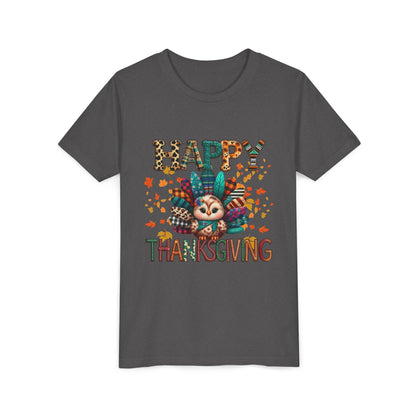 Thanksgiving Turkey Youth Tee, Kids Holiday Shirt, Autumn Graphic Tee, Family Thanksgiving Outfit, Cute Fall Apparel