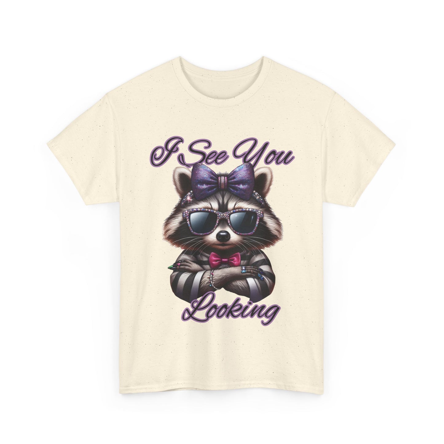 I See You Looking Raccoon Tee, Cute Graphic T-Shirt, Unisex Cotton Shirt, Animal Lover Gift, Cool Casual Wear
