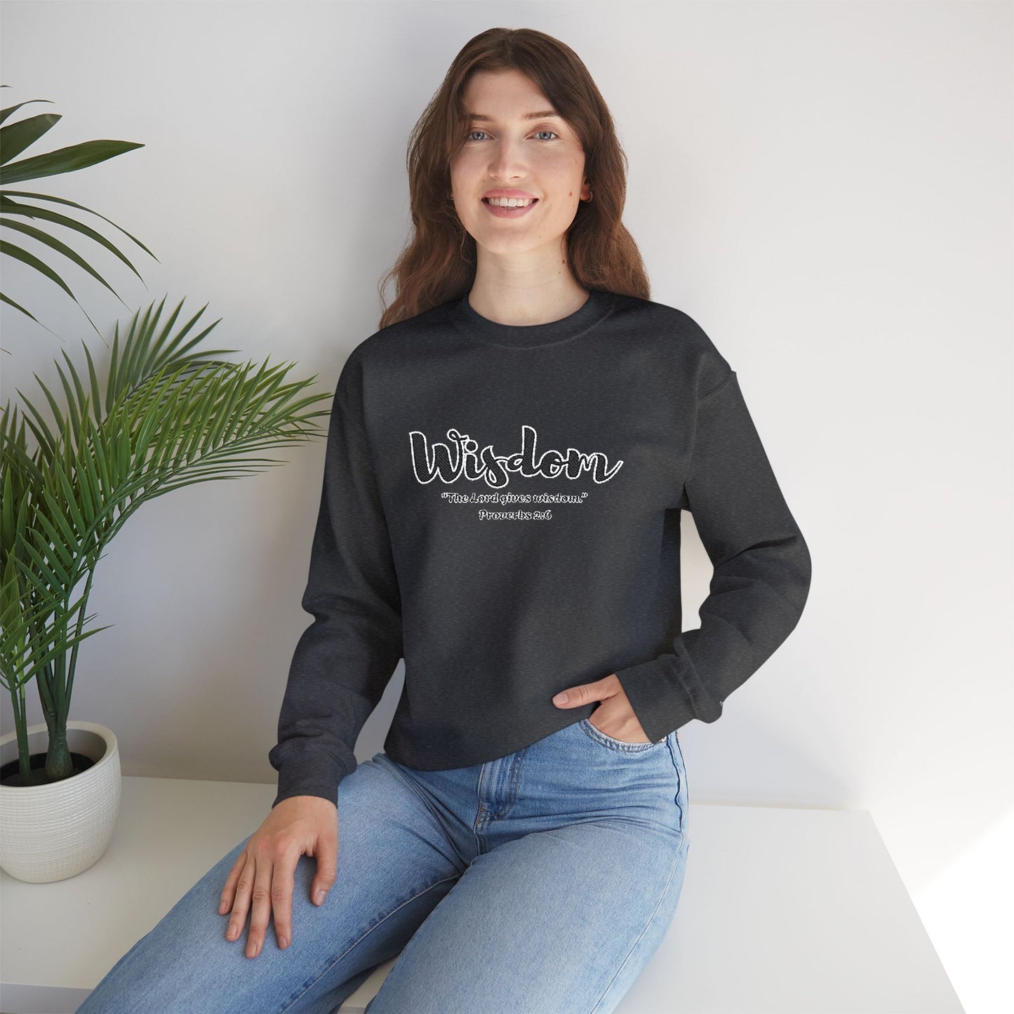 Wisdom Sweatshirt – “The Lord Gives Wisdom” Christian Crewneck, Inspirational Faith-Based Pullover, Cozy Unisex Apparel, Encouraging Gift for Believers