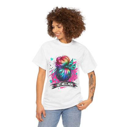 Colorful Hot Mess Mom Tee - Fun Gift, Casual Wear, Mother's Day, Parenting Humor, Family Gatherings