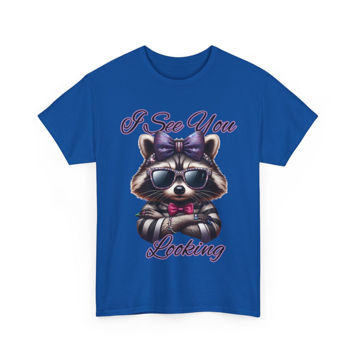 I See You Looking Raccoon Tee, Cute Graphic T-Shirt, Unisex Cotton Shirt, Animal Lover Gift, Cool Casual Wear
