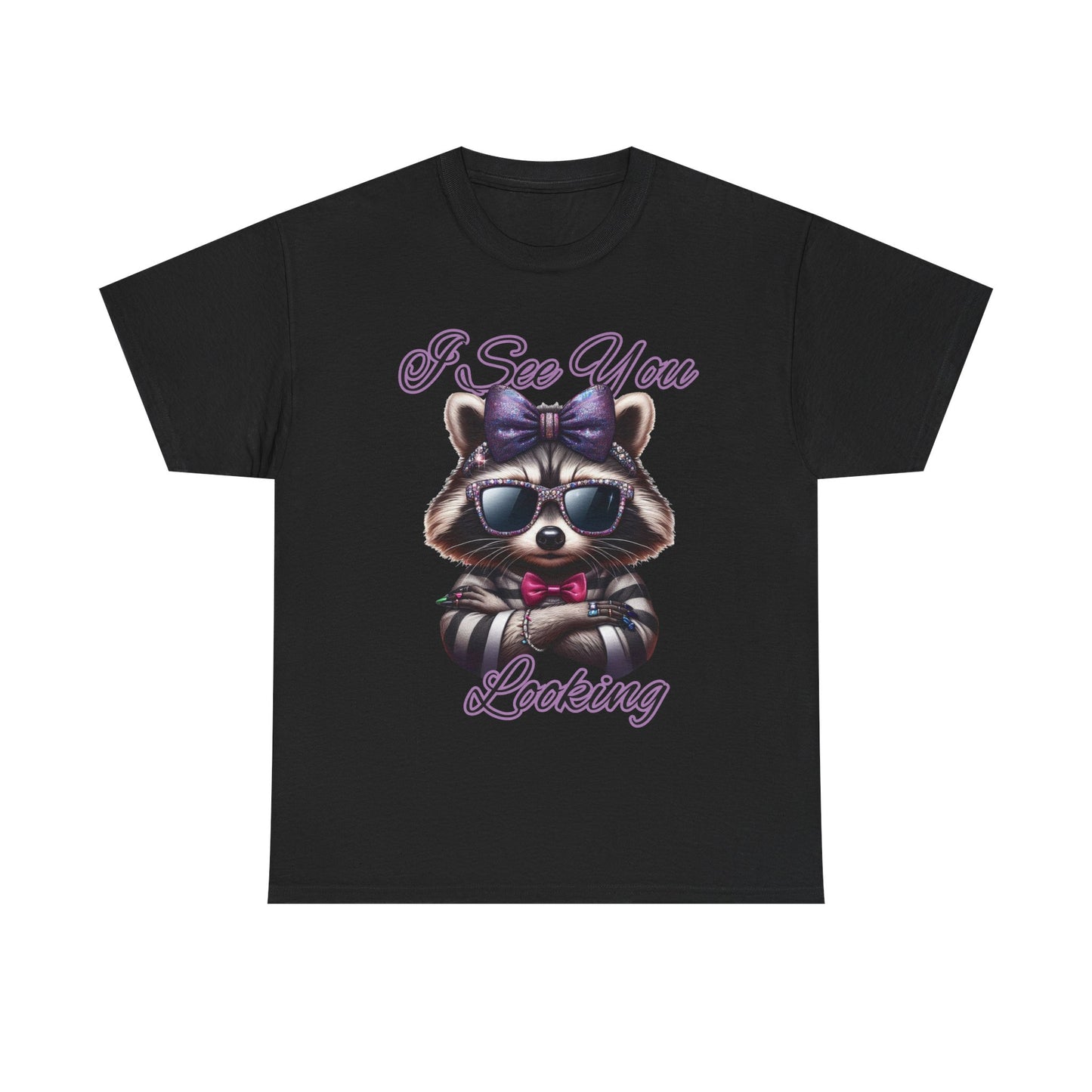 I See You Looking Raccoon Tee, Cute Graphic T-Shirt, Unisex Cotton Shirt, Animal Lover Gift, Cool Casual Wear