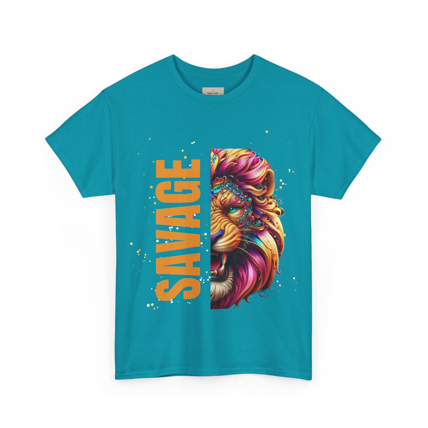 Savage Lion Tee, Unisex Heavy Cotton Shirt, Bold Graphic Tee for Animal Lovers, Casual Wear, Unique Gift Idea