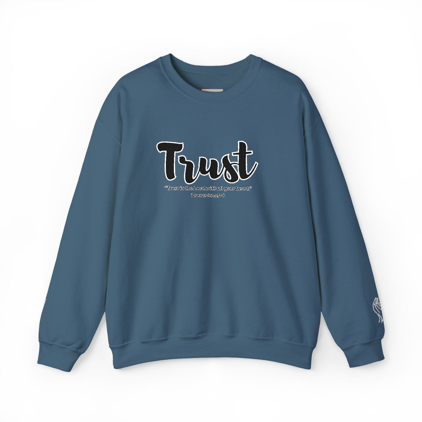 Trust Sweatshirt – “Trust in the Lord with All Thy Heart” Christian Crewneck, Inspirational Faith-Based Pullover, Cozy Unisex Apparel, Motivational Gift for Believers
