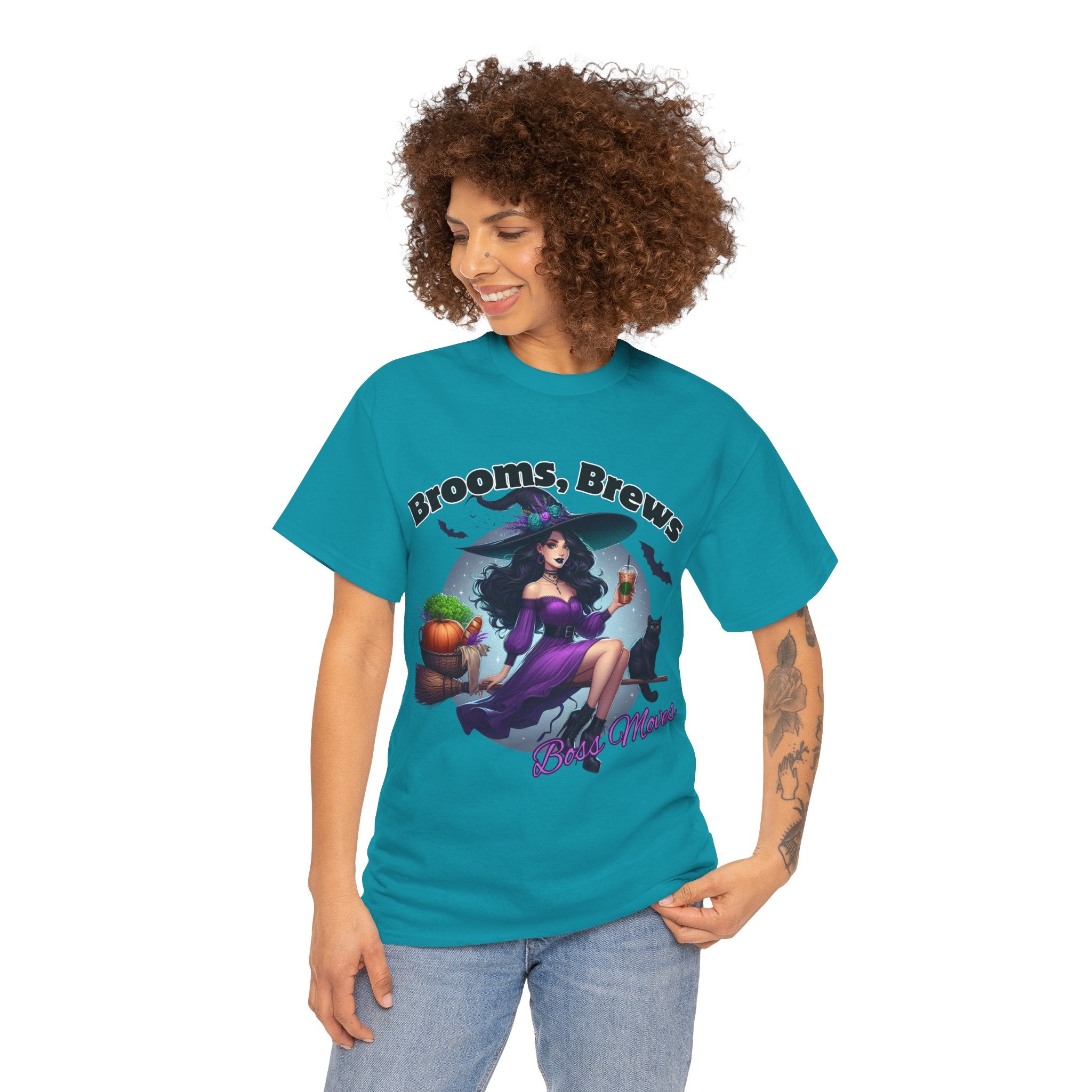 Brooms & Brews Halloween Tee, Unisex Shirt, Witch Craft Tee, Autumn Apparel, Spooky Season Outfit